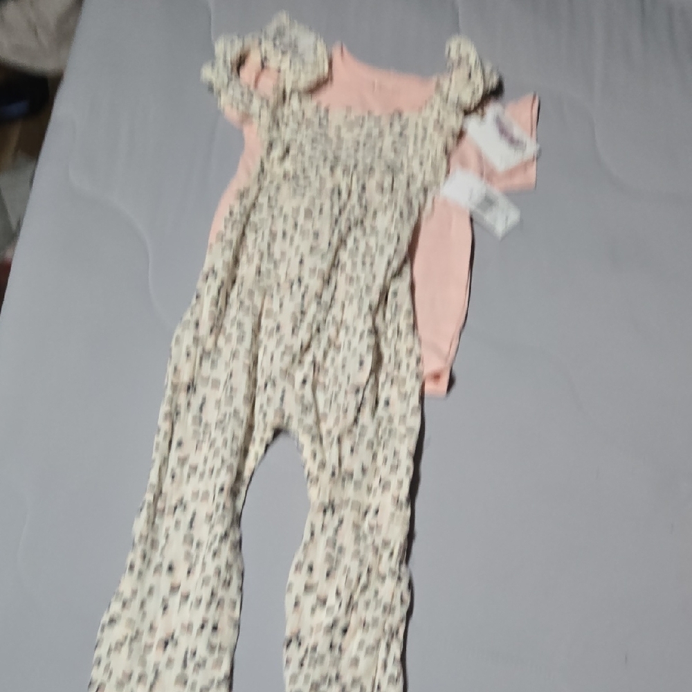 Jessica Simpson Girls' Leopard Print Overall Set 4T